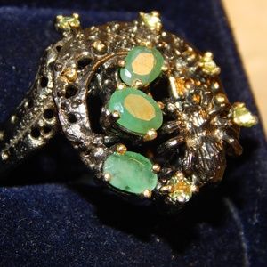 Dramatic Emerald & Peridot Ring